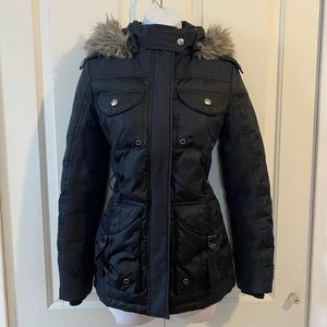 Miss Sixty Down & Faux Fur Trim Utility Winter Jacket Parka Anorak Coat XS